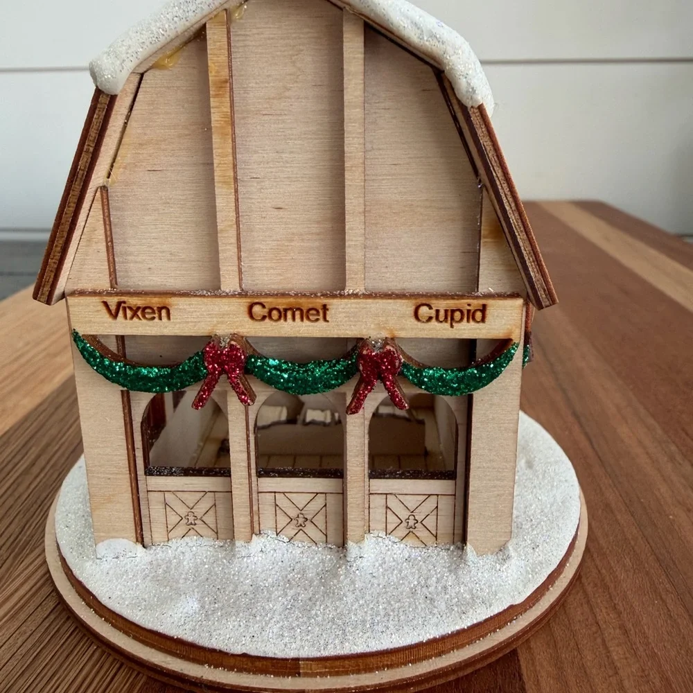 Vintage Ginger Cottages 2013 USA SANTAS REINDEER Barn